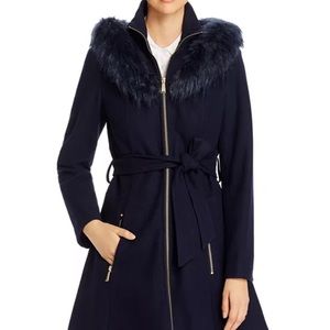 NWT Laundry byShelli Segal Faux Fur A-Line CoatXXS